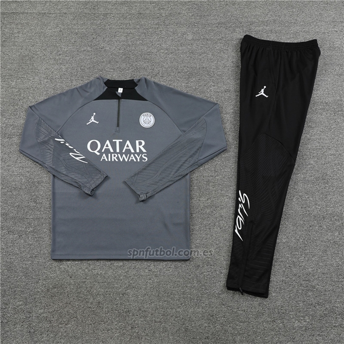 Chandal de Sudadera del Paris Saint-Germain Jordan Nino 2023-2024 Gris